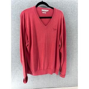 Peter Millar Mens sz XL Cashmere Red Cotton Blend Pullover Vneck Sweater Golf